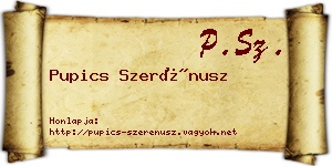 Pupics Szerénusz névjegykártya